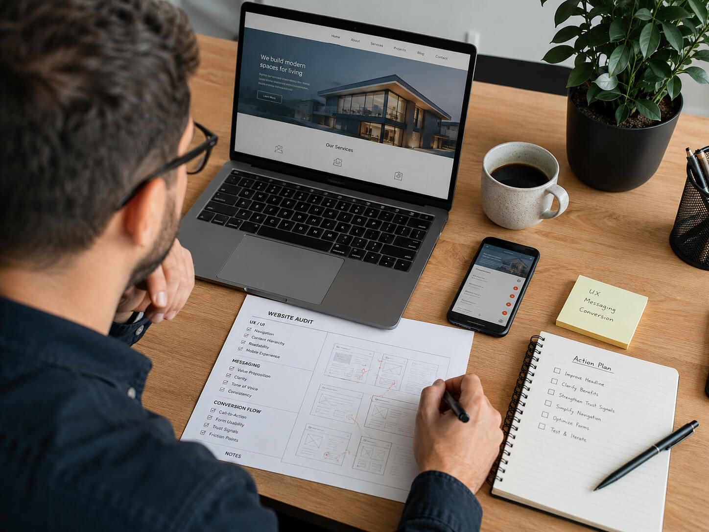 Website analytics and conversion review for a business website